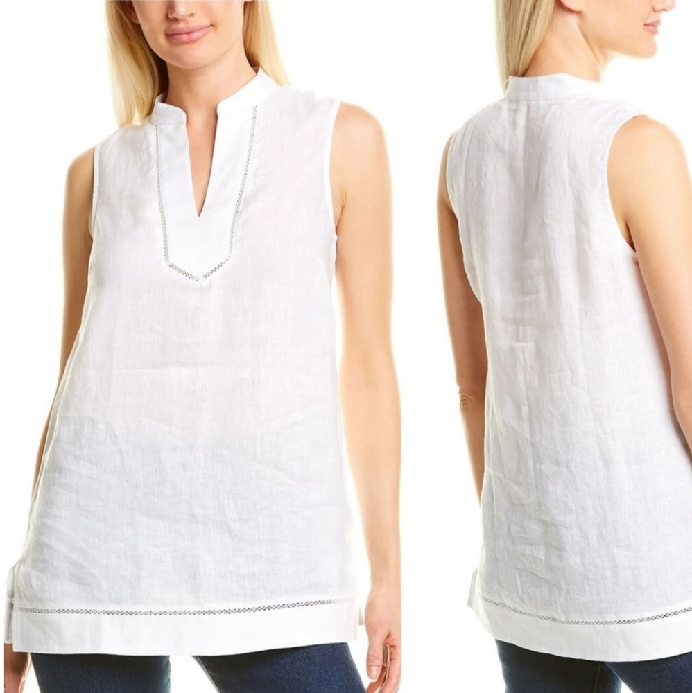 J. McLaughlin Faith Sleeveless Linen Blouse